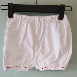 Jacadi Paris White Baby Shorts with Red Scalloped Trim